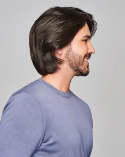 Sharp Men's Wig By HIM | Mono Top | Human Hair Blend -Best Wig Shop HIM Sharp Model2 OutoftheBox Side2
