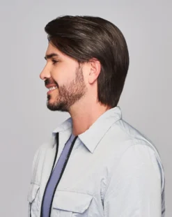 Sharp Men's Wig By HIM | Mono Top | Human Hair Blend -Best Wig Shop HIM Sharp Model2 Styled Side1