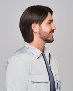 Sharp Men's Wig By HIM | Mono Top | Human Hair Blend -Best Wig Shop HIM Sharp Model2 Styled Side2