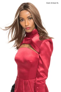 Bliss Wig By TressAllure | Synthetic -Best Wig Shop RealisticLowDensityHairStrandsBliss Dark Amber 1315 Edit